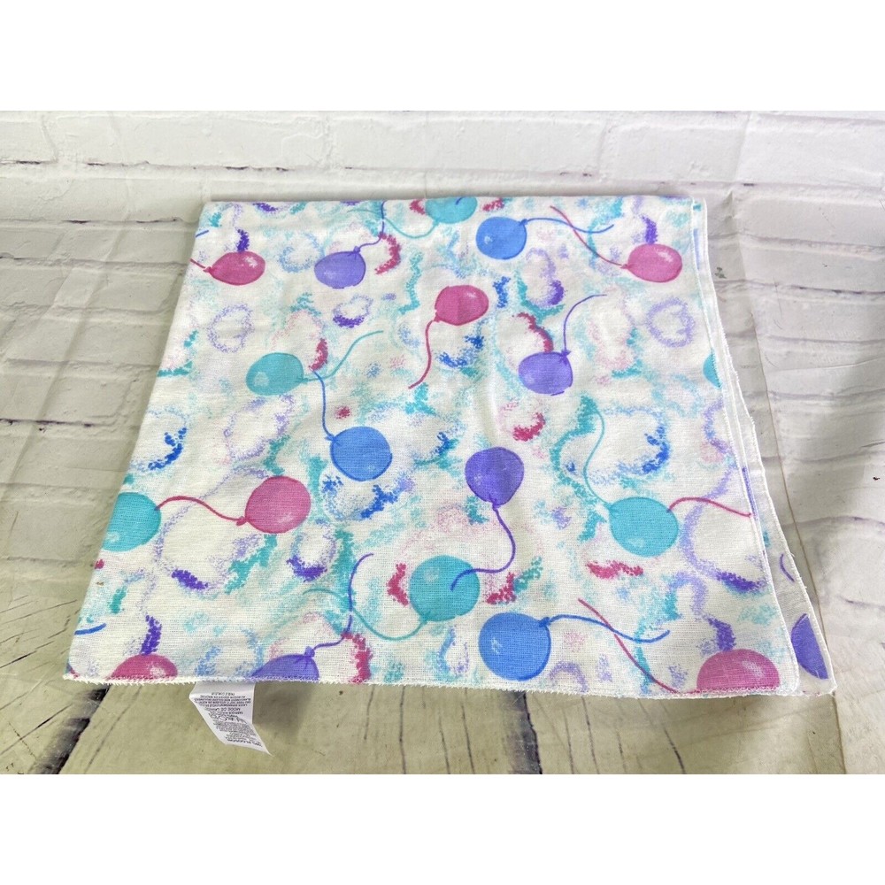 VTG Beacon WPL 1675 Balloons White Pink Blue Purple Baby Blanket Knit Cotton USA
